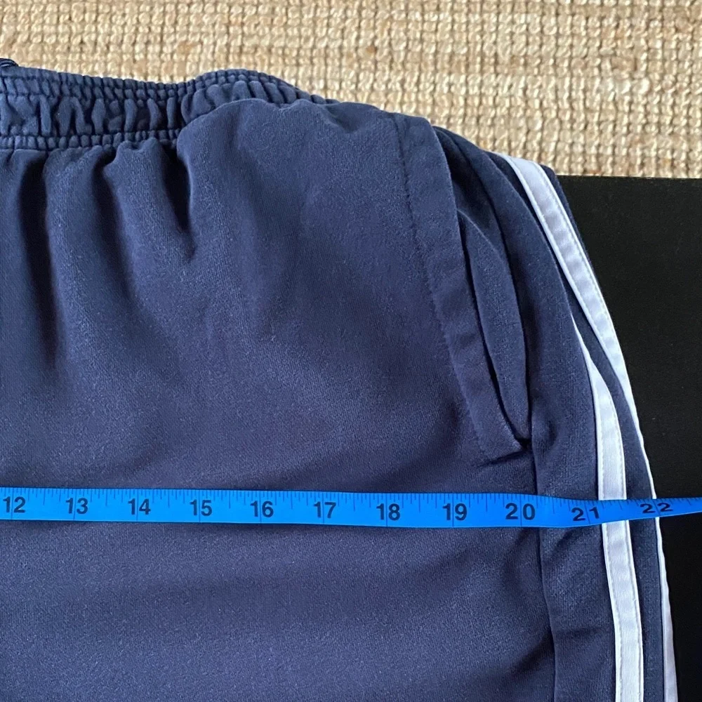 Adidas Men's Navy Joggers with White Stripes